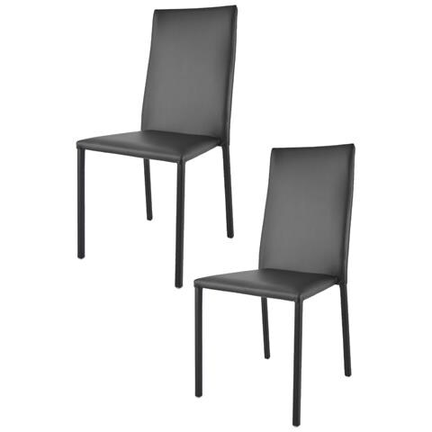 Set 2 Sedie Impilabili Modello Julia Per Cucina Bar E Sala Da Pranzo, Robusta Struttura In Acciaio Imbottita E Rivestita In Finta Pelle Colore Nero - Foto 1