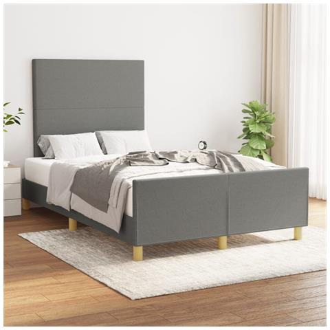 Giroletto Con Testiera Grigio Scuro 120x190 Cm In Tessuto - Foto 1