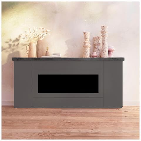 Mobile Desio 108 Antracite Mobile Per Incasso Camino Elettrico Ispica 1500w Raffinato Ed Elegante Mobile In In Legno Finitura Struttura E Ante In Grafite Ral 7022 Piano E Base In Tacande - Foto 1