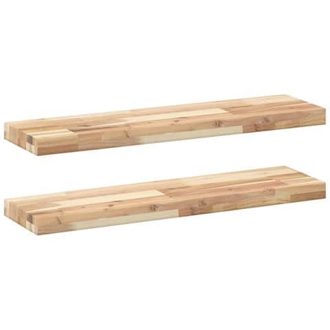 Mensole Da Parete 2 Pz 100x20x4 Cm Legno Acacia Non Trattato - Foto 2