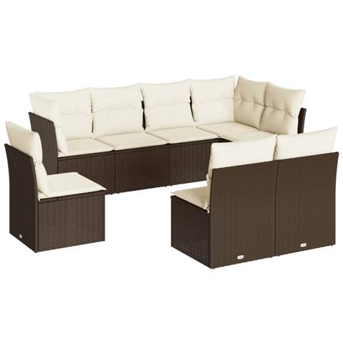 Set Divani Da Giardino 8 Pz Con Cuscini Marrone In Polyrattan - Foto 2