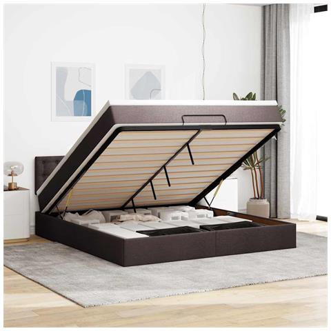 Struttura Letto Pouf Con Materasso 180x200 Cm In Tessuto - Foto 1