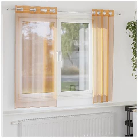 Tende In Voile Con Occhielli 2 Pz Arancio 140x175 Cm - Foto 1