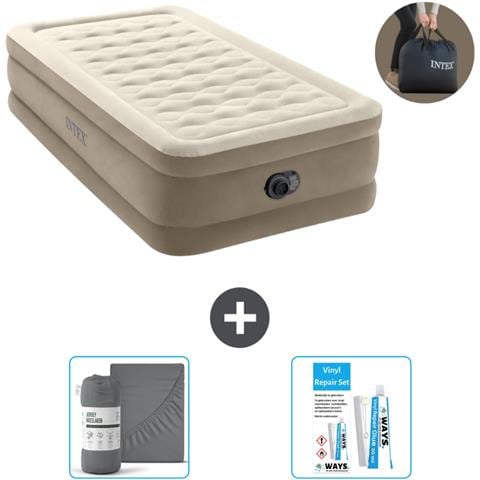 Set Materassino Gonfiabile - 191x99x46 Cm - Beige - Include Accessori Coordinati - Foto 1