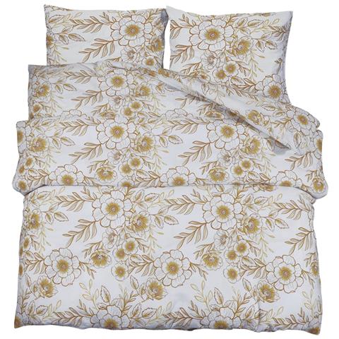 Lusso Casadino - Set Copripiumino Bianco E Marrone 200x200 Cm In Cotone - Foto 1