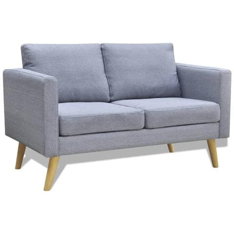 Divano A 2 Posti In Tessuto Grigio Chiaro - Foto 2