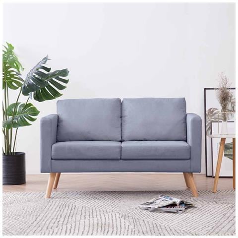 Divano A 2 Posti In Tessuto Grigio Chiaro - Foto 8