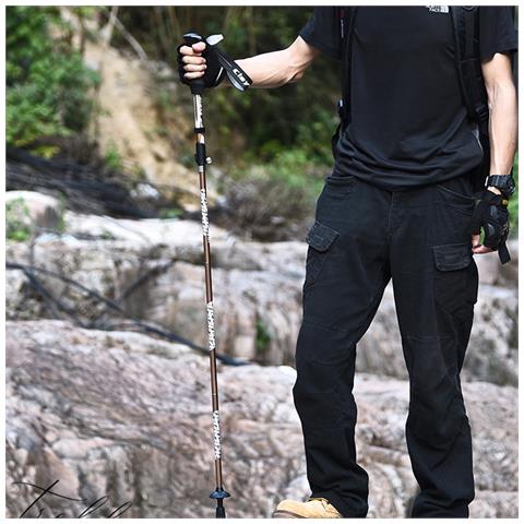 Bastoncino Da Trekking Leggero In Lega Di Alluminio - Nero, Pieghevole - Foto 4