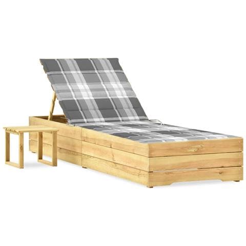 Lettino Da Giardino Con Tavolino Cuscino Legno Pino Impregnato - Foto 2