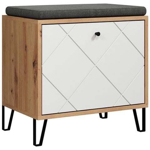 Panca Con Portaoggetti Touch - Marrone - Fibre Polimeriche - 63x56x40 Cm - Foto 2