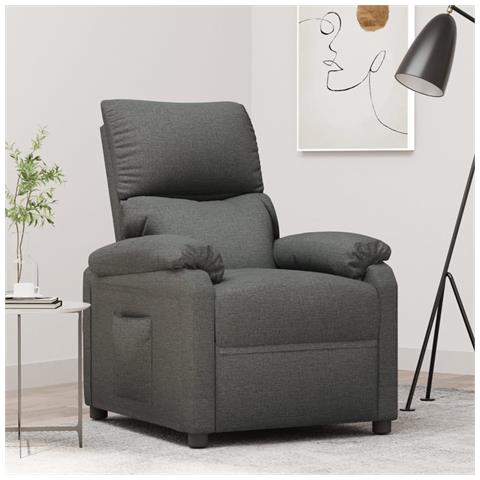 Poltrona Reclinabile in Tessuto Grigio Scuro - Foto 2