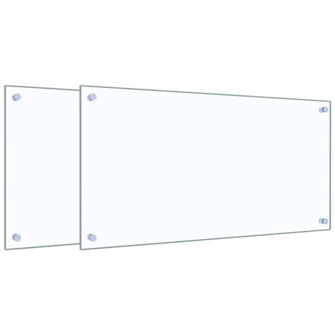Paraschizzi per Cucina 2 pz Trasparente 80x40cm Vetro Temperato - Foto 1