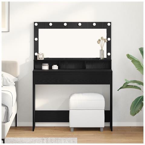 Specchio da Trucco con Luci LED Nero Rovere 100x41x135 cm - Foto 2