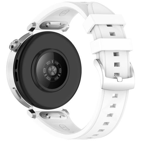 Cinturino In Silicone Con Texture Cristallo Di Ghiaccio, Pulsante A Pressione, Fibbia In Acciaio, 18 Mm, Universale, Compatibile Con Huawei 41/42 Mm White - Foto 2