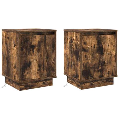 Armadio da Notte con 2 pcs Rovere fumé 39 x 34.5 x 50 cm - Foto 1