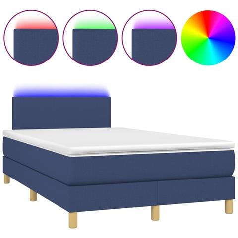 Letto a Molle con Materasso e LED Blu 120x190 cm in Tessuto - Foto 1