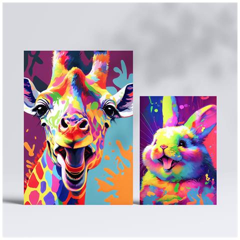 Set Di 6 Stampe Animali Amichevoli In Formato Ritratto. Vivaci Illustrazioni In Stile Acquerello Di Animali Sorridenti. Design D'interni. A3 & A4 Senza Cornice - Foto 2
