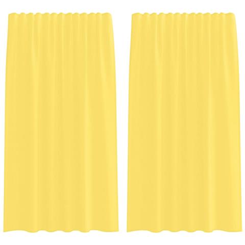 Tende in Voile con Tasche per Aste 2 pz Giallo - Foto 1