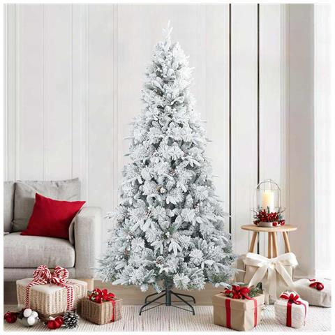 Albero di Natale Artificiale Snodato Foderato di Neve Bianco - Foto 2