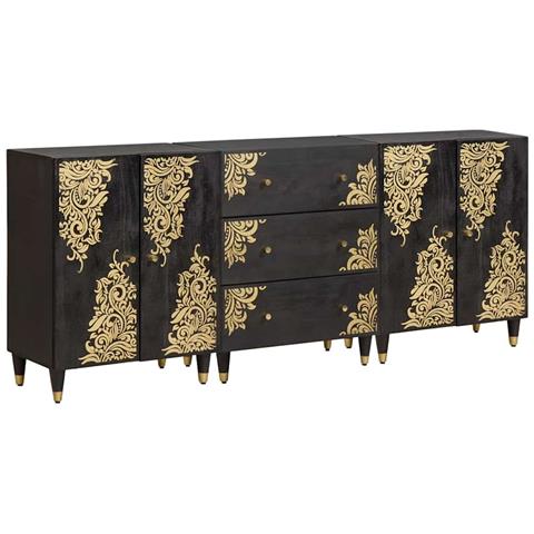 Set di Armadi da Bagno con cassetto 3 pcs Nero 180 x 33 x 75 cm - Foto 1