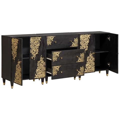 Set di Armadi da Bagno con cassetto 3 pcs Nero 180 x 33 x 75 cm - Foto 2