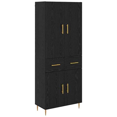 Credenza Rovere Nero 69,5 x 34 x 180 cm Legno multistrato - Foto 1