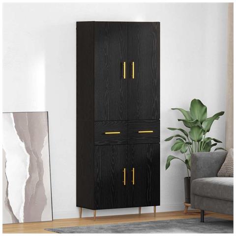 Credenza Rovere Nero 69,5 x 34 x 180 cm Legno multistrato - Foto 2