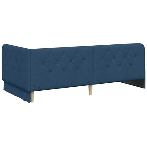 Cornice del letto ad angolo Blu 100 x 200 cm Tessuto - Foto 9
