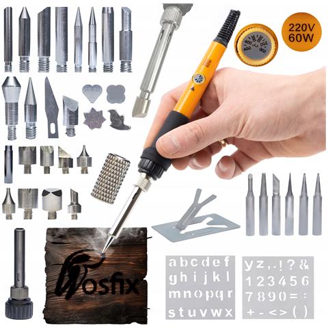 Set 8 In 1 Saldatore Di Precisione Con Potenziometro Op60w - 6 Punte, 30 Elementi Per Pirografia | Regolazione Temperatura 200-450°c | Electric S - Foto 1