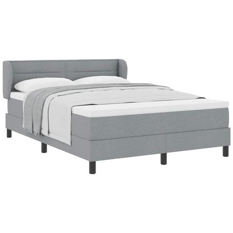 Letto a molle con materasso Grigio chiaro 140 x 190 cm Tessuto - Foto 1