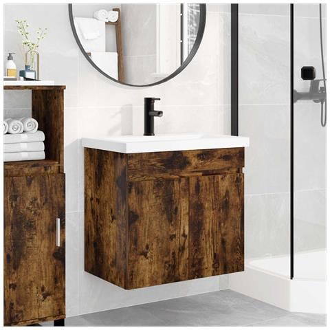 Mobile bagno con rubinetto Rovere Fumo 61 x 40 x 74,5 cm - Foto 2