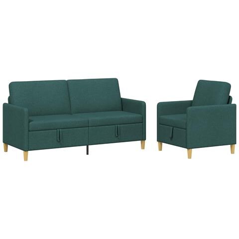 Set di Divani con Storage 2 pcs Verde Scuro Poliestere - Foto 1