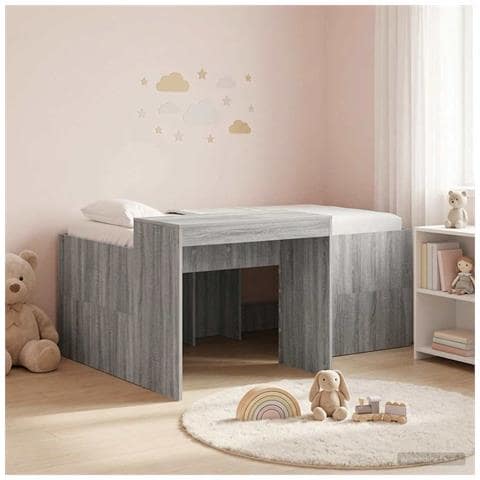 Letto alto per bambini con scrivania Sonoma grigio - Foto 2