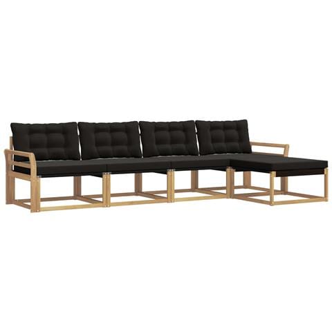 Set di divani da esterno con cuscino 5 pcs Bianco e Nero - Foto 1