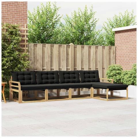 Set di divani da esterno con cuscino 5 pcs Bianco e Nero - Foto 2
