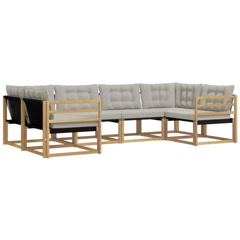 Set di divani da esterno 6 pcs Bianco e Grigio Chiaro - Foto 1
