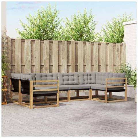 Set di divani da esterno 6 pcs Bianco e Grigio Chiaro - Foto 2