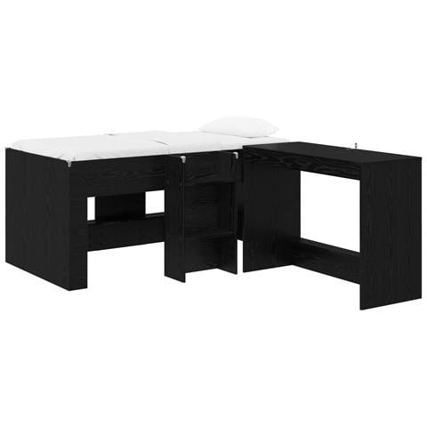 Letto alto per bambini con scrivania 2 pz Rovere Nero - Foto 1