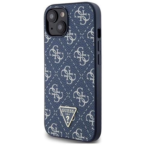 Guess Custodia Metallica A Forma Di Triangolo Con Logo Per Iphone 15 Plus / 14 Plus - Blu - Foto 2
