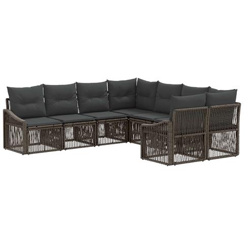 Set Divano da Giardino 8 pz 8-Numero di posti Grigio polyrattan - Foto 1