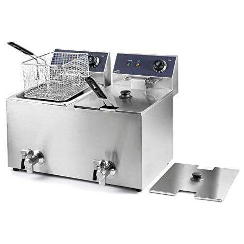 69469 69468 - Friggitrice elettrica doppia con rubinetto professionale 3250 W (x2), - Foto 1