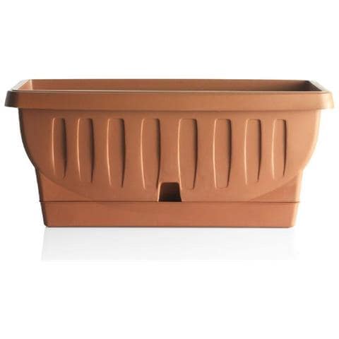 Fioriera Natura Cm. 80 Con Sottovaso Colore Terracotta - Foto 1