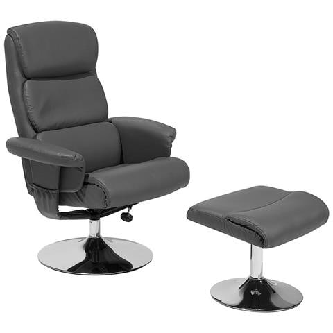 Poltrona Massaggiante / riscaldante E Poggiapiedi Pelle Sintetica Grigia Legend - Foto 1