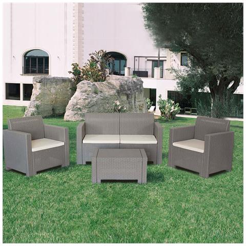 Nebraska - Salotto Da Giardino Completo Di Cuscini Intreccio In Rattan Sintetico - Foto 4