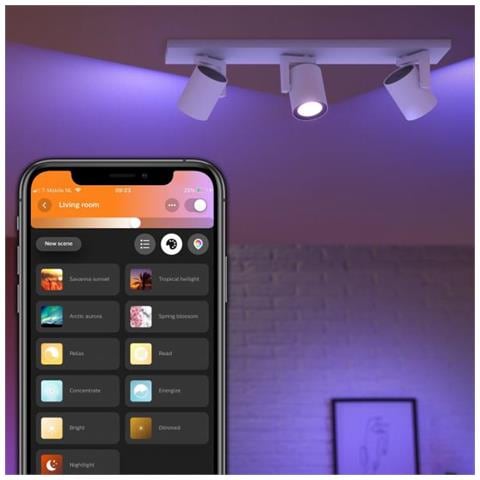 Lampada Da Soffitto Led White Color Argenta 3x6w Hue Bianco 127x89x480 Mm Metallo - Foto 3
