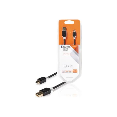 USB A - USB Mini 5-pin M / M 3m, USB A, Mini-USB B, Maschio / maschio, Dritto, Dritto, Oro - Foto 1
