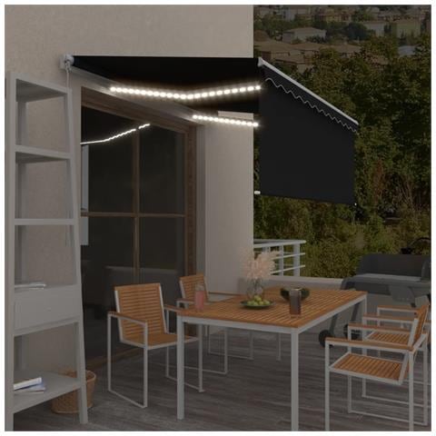 Tenda da Sole Retrattile Manuale con LED 3x2,5 m Antracite - Foto 2