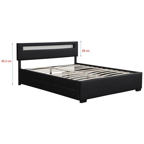 Enfield Struttura Letto In Similpelle Bianca Con Contenitore E Led 160x200 Cm - Foto 11