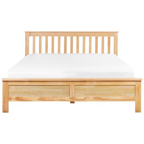 Letto Legno Di Pino Mayenne 140 X 200 Cm Marrone Chiaro - Foto 2