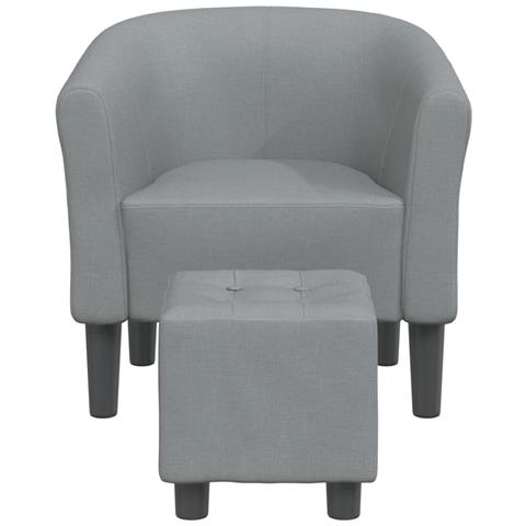 Poltrona Cabriolet Con Poggiapiedi Grigio Chiaro In Tessuto - Foto 3